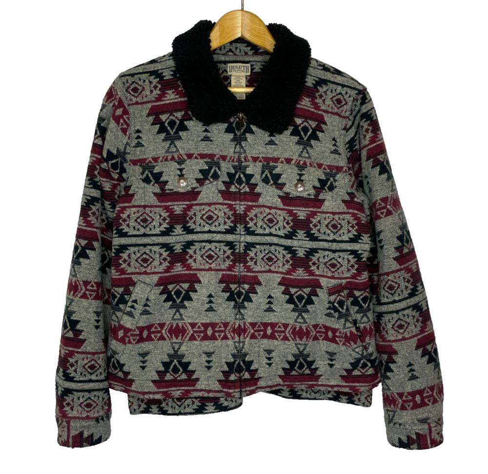 Women's Medium Duluth Trading Company Jacket Navajo Aztec Sherpa Blanket Coat